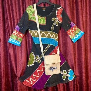Vintage boho hippie style patchwork dress